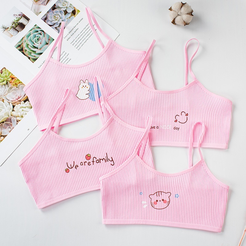 [Peinn] Combo 4 chiếc áo lá học sinh cotton kháng khuẩn thoáng mát thấm hút mồ hôi cho, áo lót bé gái in hình dễ thương