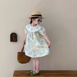 Váy Cho Bé Gái, Váy Tiểu Thư Cho Bé Gái Thiết Kế Hoa Nhẹ Nhàng Cổ Bèo Xinh Xắn Chất Liệu Cotton