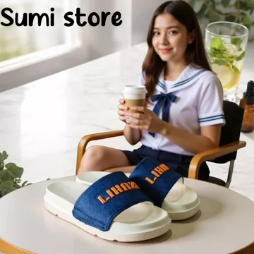[TẶNG VỚ] Dép quai ngang LIHAZ Silde Chunky chữ thêu nam nữ ,Đế cao 4cm-êm chân- Dép quai ngang
