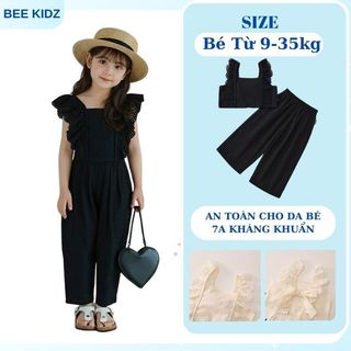 Set Bộ Bé Gái, Bộ Đồ Bé Gái Phong Cách Tiểu Thư Thiết Kế Áo Phối Nơ Quần Ống Suông Chất Liệu Mềm Mại