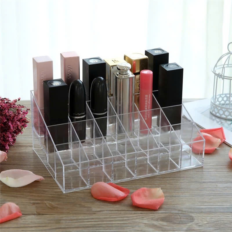 KỆ ĐỰNG SON 24 Ô ĐA NĂNG CAO CẤP - Khay Nhựa Mica Trong Suốt Đựng Cọ Bút Makeup,Kệ Đựng Đồ Make Tiện Lợi Gọn Gàng