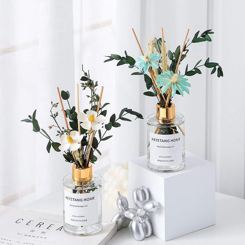 Tinh dầu thơm phòng kèm hoa decor nhà cửa