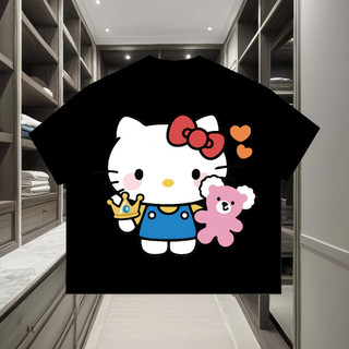 Áo thun Hello Kitty phông unisex form rộng nam nữ cổ tròn oversize Chất liệu cotton cao cấp