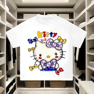 Áo thun Hello Kitty phông unisex form rộng nam nữ cổ tròn oversize Chất liệu cotton cao cấp
