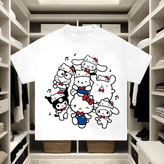Áo thun Hello Kitty phông unisex form rộng nam nữ cổ tròn oversize Chất liệu cotton cao cấp