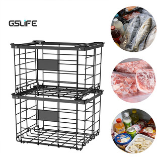 Gslife Rổ Tủ Đông 2 Cái - Thiết Kế Xếp Gọn & Điều Chỉnh Linh Hoạt, Có Quai Cầm Tiện Lợi, Tiết Kiệm Không Gian