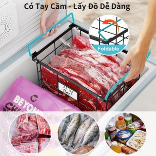 Gslife Rổ Tủ Đông 2 Cái - Thiết Kế Xếp Gọn & Điều Chỉnh Linh Hoạt, Có Quai Cầm Tiện Lợi, Tiết Kiệm Không Gian