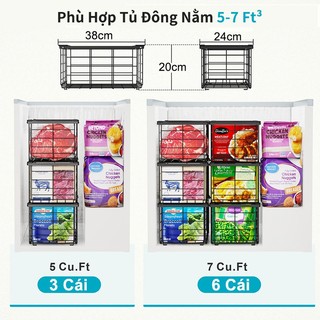 Gslife Rổ Tủ Đông 2 Cái - Thiết Kế Xếp Gọn & Điều Chỉnh Linh Hoạt, Có Quai Cầm Tiện Lợi, Tiết Kiệm Không Gian