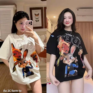 Áo thun chất cotton khô 3158 form rộng tay lỡ - thỏ cáo 01