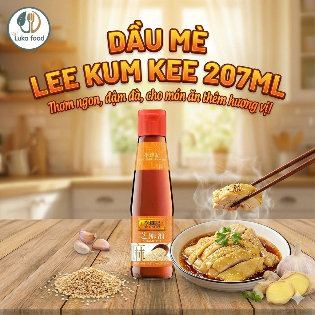 Dầu Mè Lee Kum Kee 207ml - Dầu Mè Thơm Cho Bé Ăn Dặm, Gia Vị Trộn Salad, Ướp Thịt Nướng, Tốt Cho Sức Khoẻ Luka Food