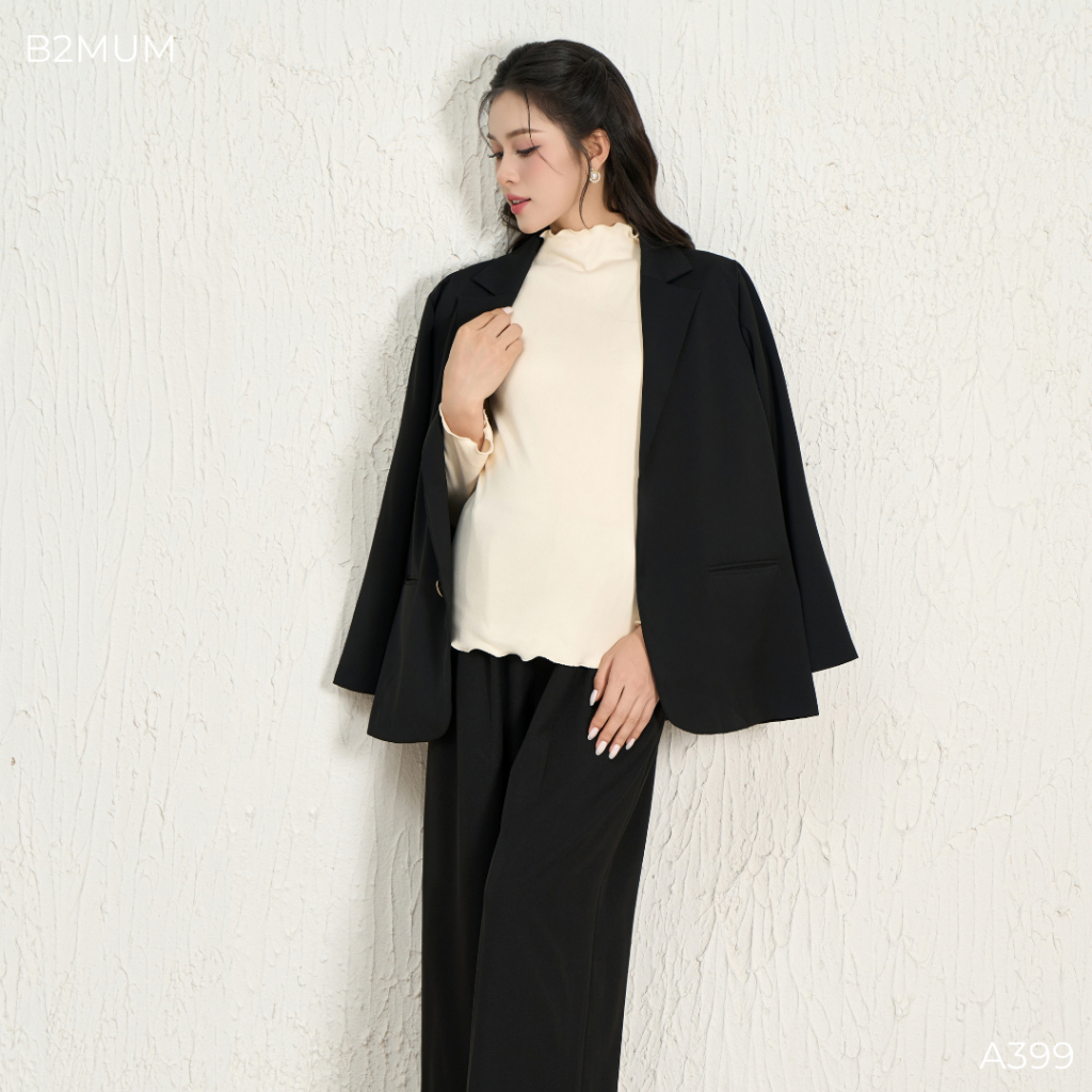Áo Blazer Bầu Dài Tay Dáng Suông, Công Sở Thanh Lịch, Mặc Bầu & Sau Sinh, Dễ Phối Đồ - A399 B2MUM