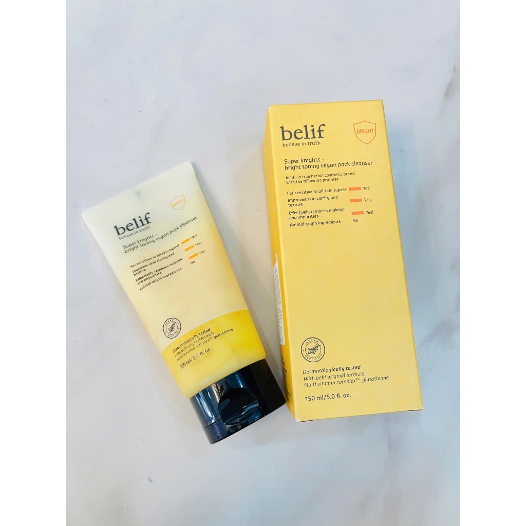 Sữa rửa mặt thuần chay làm sáng da Belif Super Knights - Bright Toning Vegan Pack Cleanser 150ml