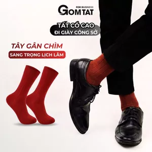 Vớ cổ cao nam đi giày tây GOMTAT mẫu gân chìm màu đỏ, chất liệu cotton cao cấp, hút ẩm thoáng khí - LUX-TAYCHIM-DO