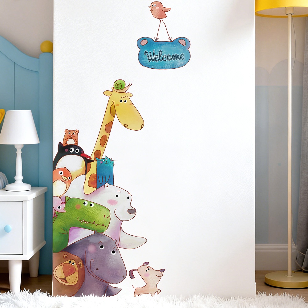 Decal Dán Tường Bảng Chào Welcome Động Vật Trong Rừng Có Keo Sẵn 66x142cm - Trang Trí Phòng Cho Bé