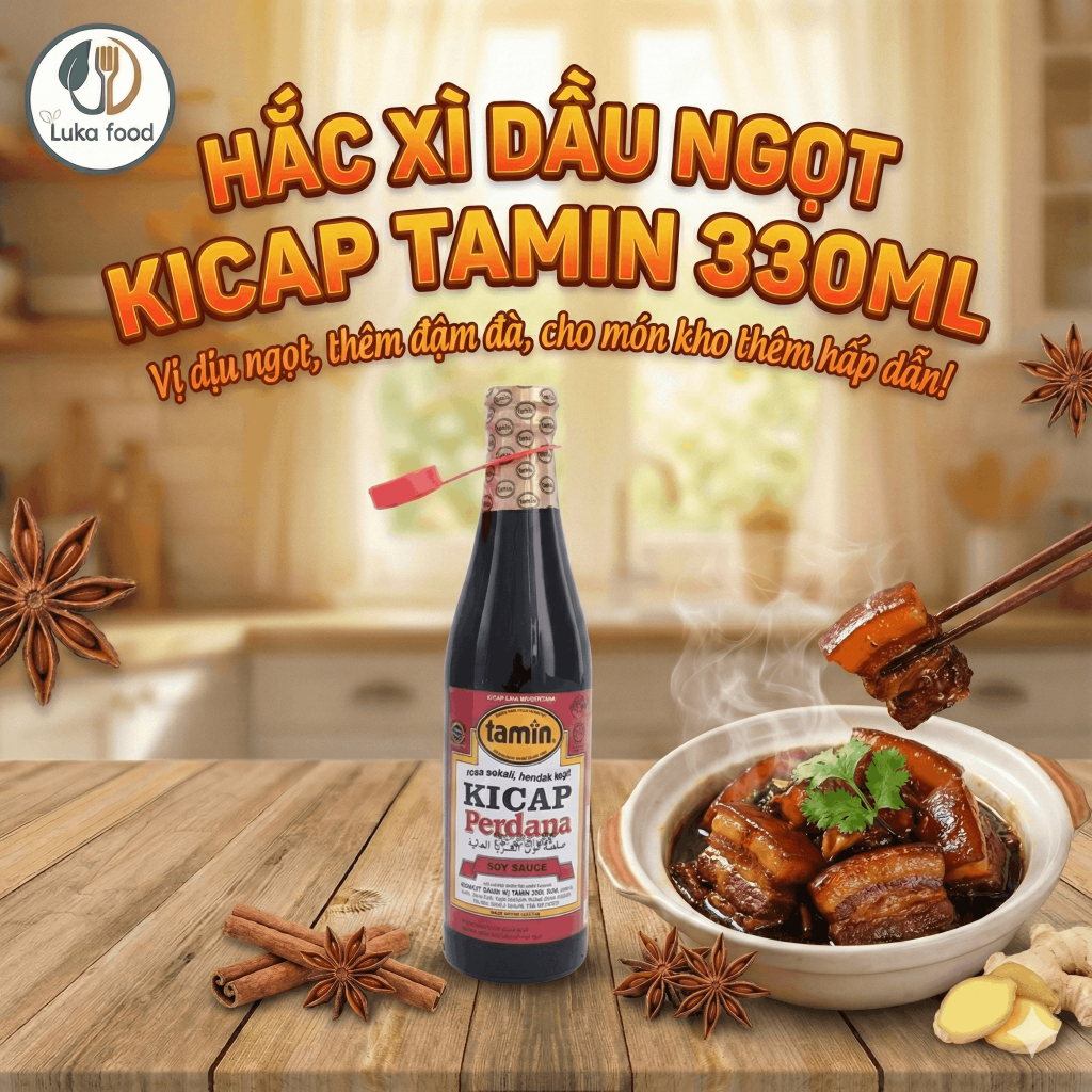 Hắc Xì Dầu Ngọt Kicap Tamin 330ml Nhập Khẩu Malaysia - Nước Tương Đen Vị Đậm Đà, Sánh Đặc, Dùng Cho Món Xào & Nước Chấm