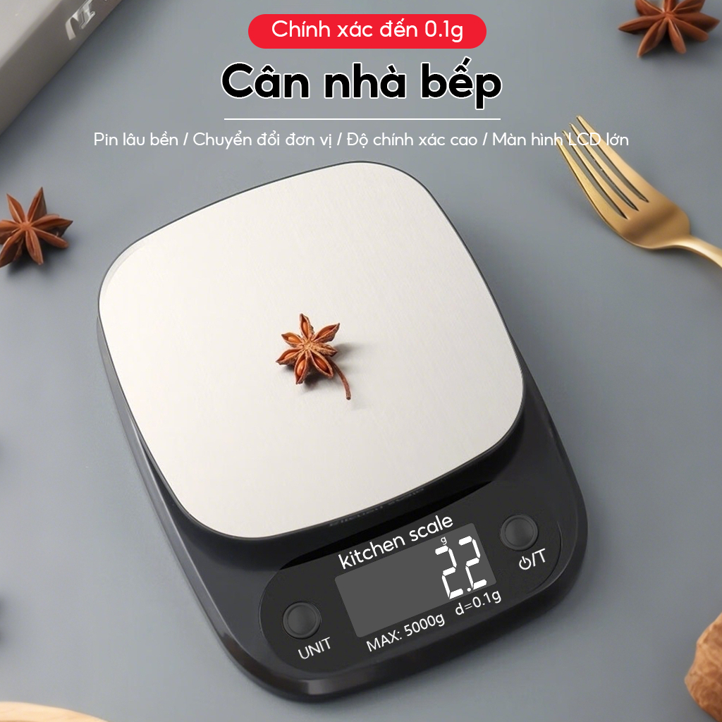Cân tiểu ly điện tử nhà bếp mini định lượng 1g-10kg độ chính xác cao màn hình LCD sắc nét