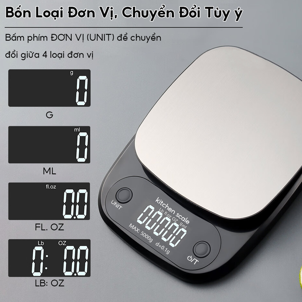 Cân tiểu ly điện tử nhà bếp mini định lượng 1g-10kg độ chính xác cao màn hình LCD sắc nét