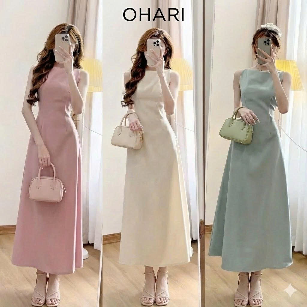 Váy cổ thuyền dáng dài xòe chất chéo hàn quốc OHARI Fashion | Shopee ...
