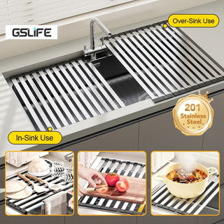 Gslife Giá Để Bát Đa Năng Inox 304 - Tấm Mành Gác Bồn Rửa, Tiết Kiệm Không Gian, Chất Lượng Cao