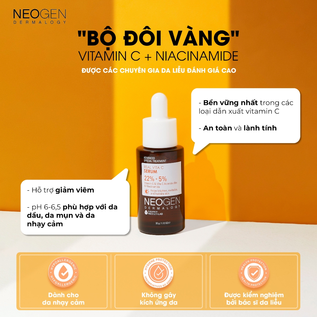 [NEOGEN] Serum Mờ Thâm Dưỡng Sáng Da Vitamin C SAP + Niacinamide Neogen Dermalogy Real Vita C 32g