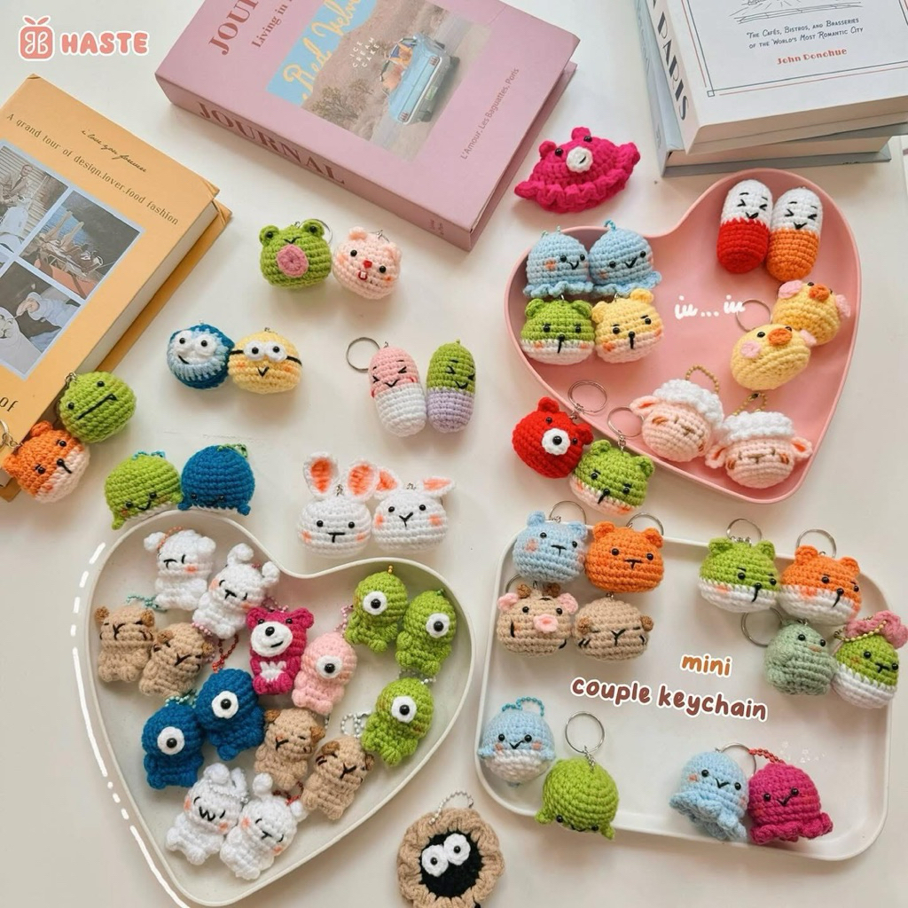 [HÀNG OUTLET QUA MÙA] Móc Khoá Len Handmade Tổng Hợp Hình Thú Dễ Thương Mini Animal Haste Quà Tặng Bạn Bè