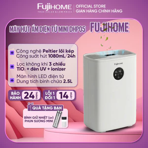 Máy hút ẩm lọc không khí mini Fujihome DHP05 1080ml/ngày, lọc không khí Ion khử khuẩn UV phòng tủ quần áo, tủ giày, sách