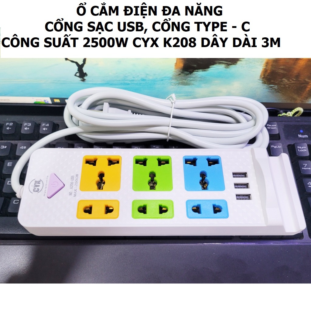 Ổ cắm điện đa năng dùng được cho các loại phích cắm 2 chấu 3 chấu