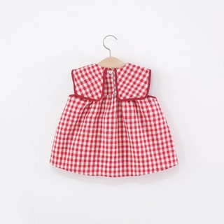 Váy babydoll bé gái sát nách sọc caro đỏ mận dáng cây nấm xòe xinh xắn D1254 Bí Ngô Nhỏ
