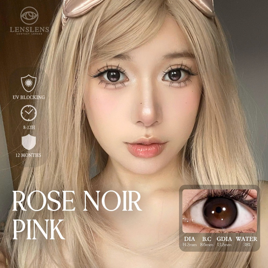 Lens Mắt Kính Áp Tròng Rose Noir Pink _ T4B4