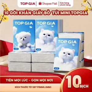 Khăn giấy bỏ túi mini Top Gia 4 lớp, 1 gói 8 tờ nhỏ gọn, tiện lợi