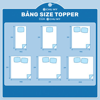 Topper Nệm Microfiber CHU MY - Đệm Topper Làm Mềm Nệm, Vách 7cm, Độ Phồng Khoảng 10cm, Cotton T233