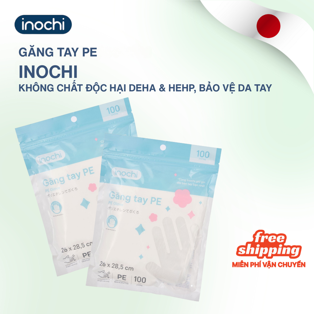 Găng tay PE INOCHI - KHÔNG chất độc hại DEHA & DEHP, KHÔNG thấm nước, bảo vệ & nâng niu bàn tay bạn