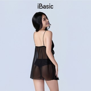 [SEASON OF LOVE] Váy ngủ Đầm ngủ voan mỏng babydoll nóng bỏng gợi cảm màu đen iBasic SW083