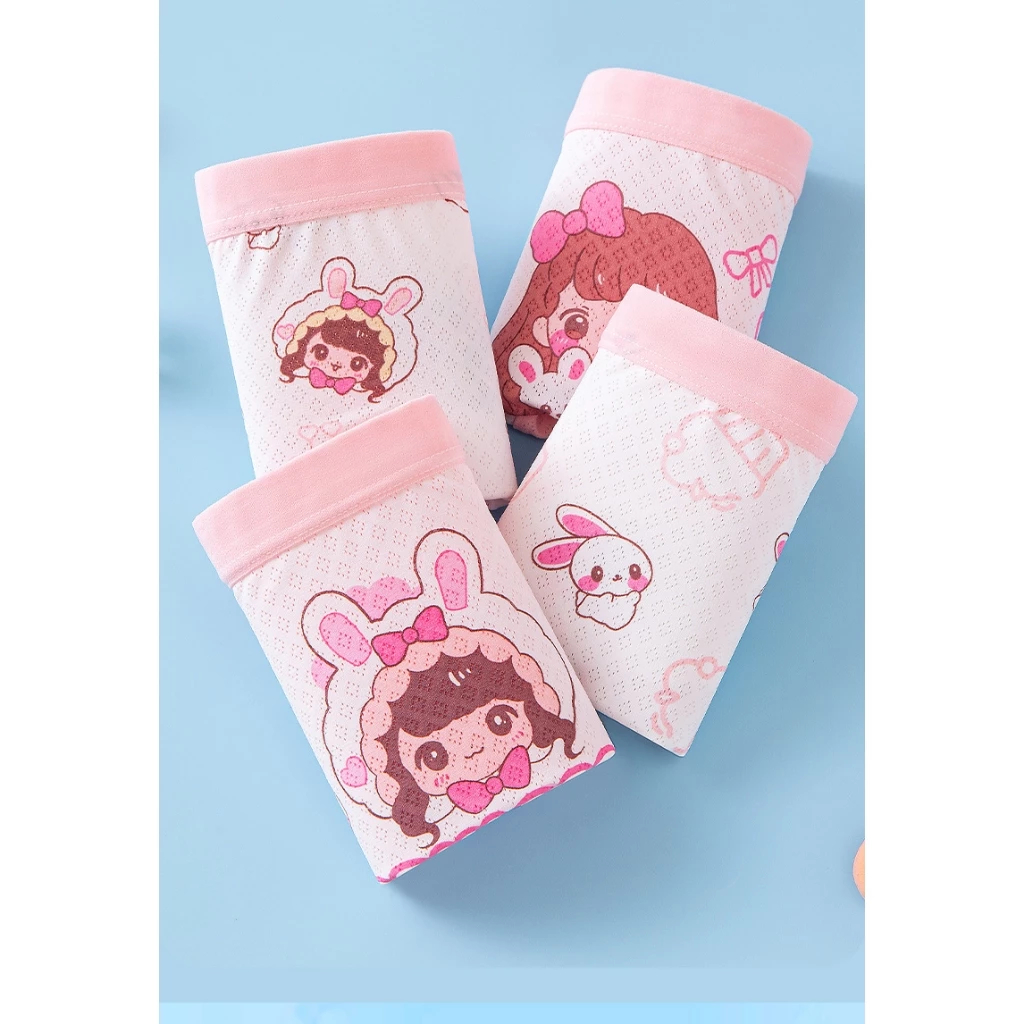 [Peinn] (SIÊU MÁT) Combo 4 quần chíp đùi cho bé gái họa tiết Princess Hồng Lưới dễ thương, quần lót thoáng khí
