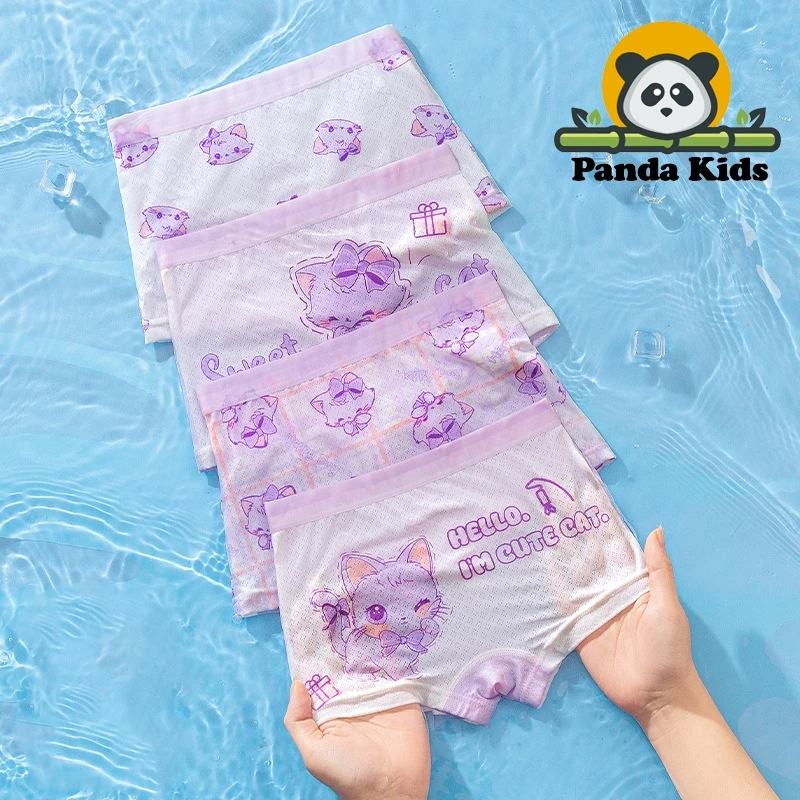 [Peinn] (SIÊU MÁT) Combo 4 quần chíp đùi cho bé gái họa tiết Princess Hồng Lưới dễ thương, quần lót thoáng khí