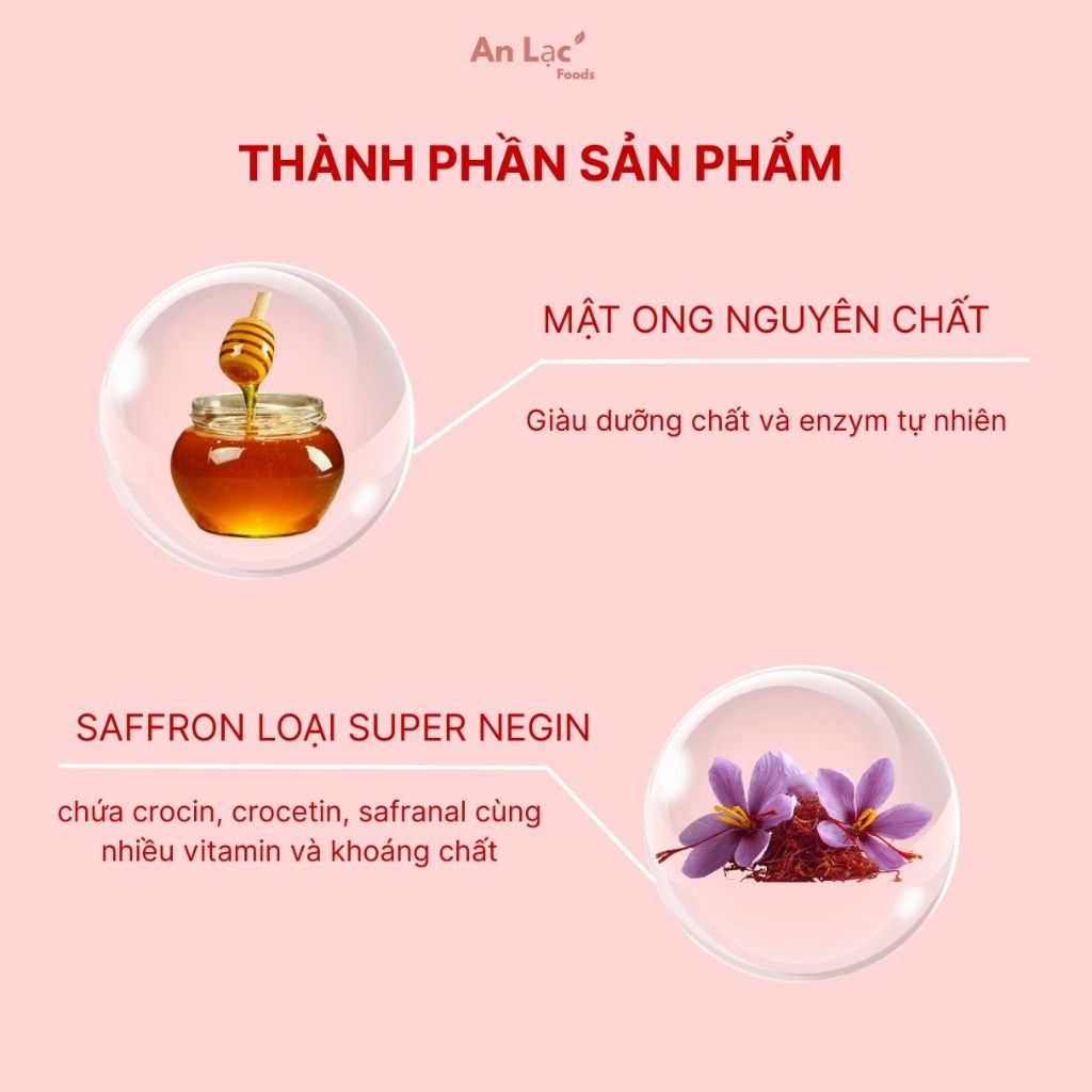 Mật Ong Saffron Cao Cấp - Giàu Crocin, Chống Oxy Hóa, Đẹp Da