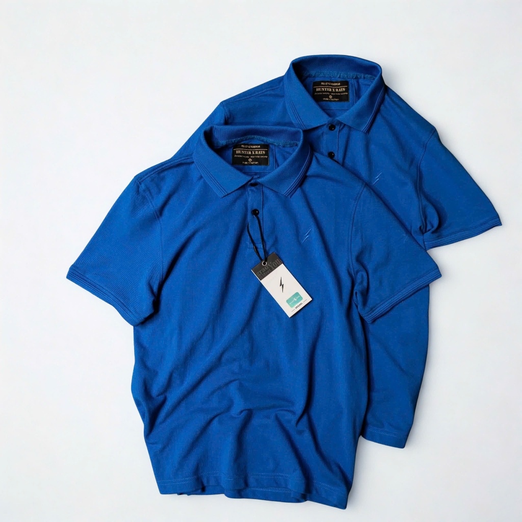 Polo Pique Hunter X-Rays P01 Xanh Cobal Phong Cách Quý Ông LịchLãm ÁOTHUN POLO CHẤT COTTON CÁ MẬP