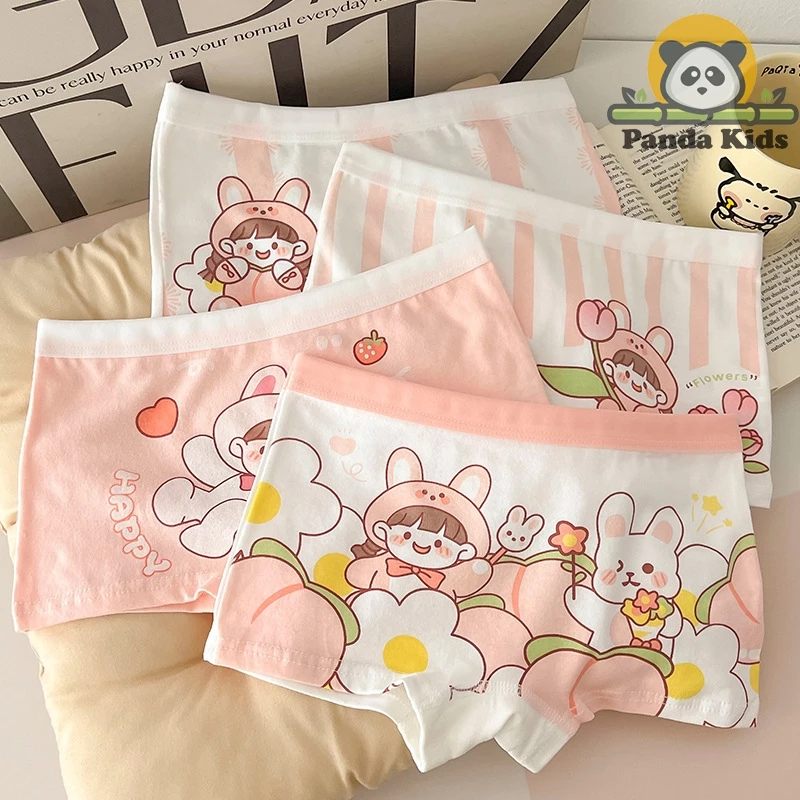 [Peinn] Combo 4 quần chíp đùi bé gái, đồ lót trẻ em cotton thoáng mát hình ngộ nghĩnh dễ thương