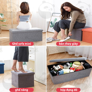 PANDA Ghế thay giày có ngăn chứa tùy chọn màu xanh/xám/be Vải chắc chắn chịu lực tốt không biến dạng
