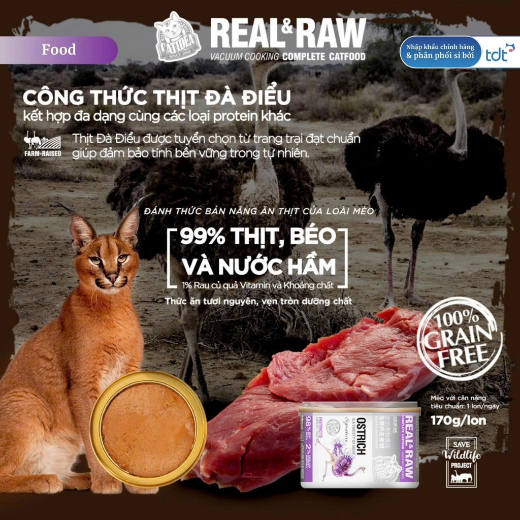 Pate cho mèo từ thịt thật cao cấp đầy đủ dinh dưỡng Real & Raw Catidea vẹn tròn dưỡng chất 170g