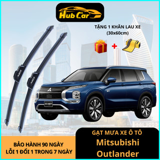 Gạt Mưa Ô Tô Mitsubishi Outlander Cao Cấp HubCar Thân Mềm Không Xương Gạt Sạch Êm Không Để Lại Vệt Nước