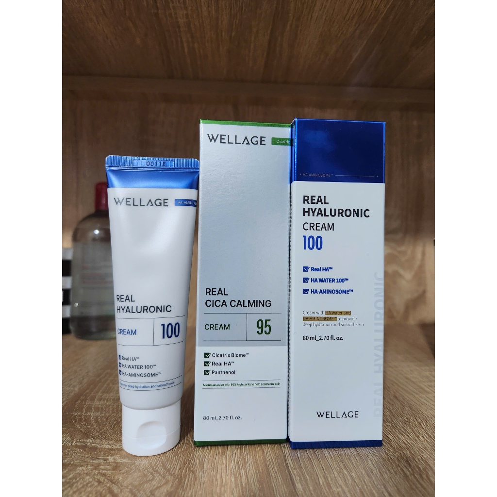 Kem Dưỡng Ẩm Wellage Real Hyaluronic 100/ Real CICA Calming 95 Cream 50ml/80ml