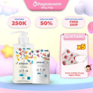 Atono2 Hàn Quốc - Nước Rửa Bình Sữa & Chén Bát Đậm Đặc Thuần Chay, An Toàn, Rửa Được Rau Củ Quả TGSS
