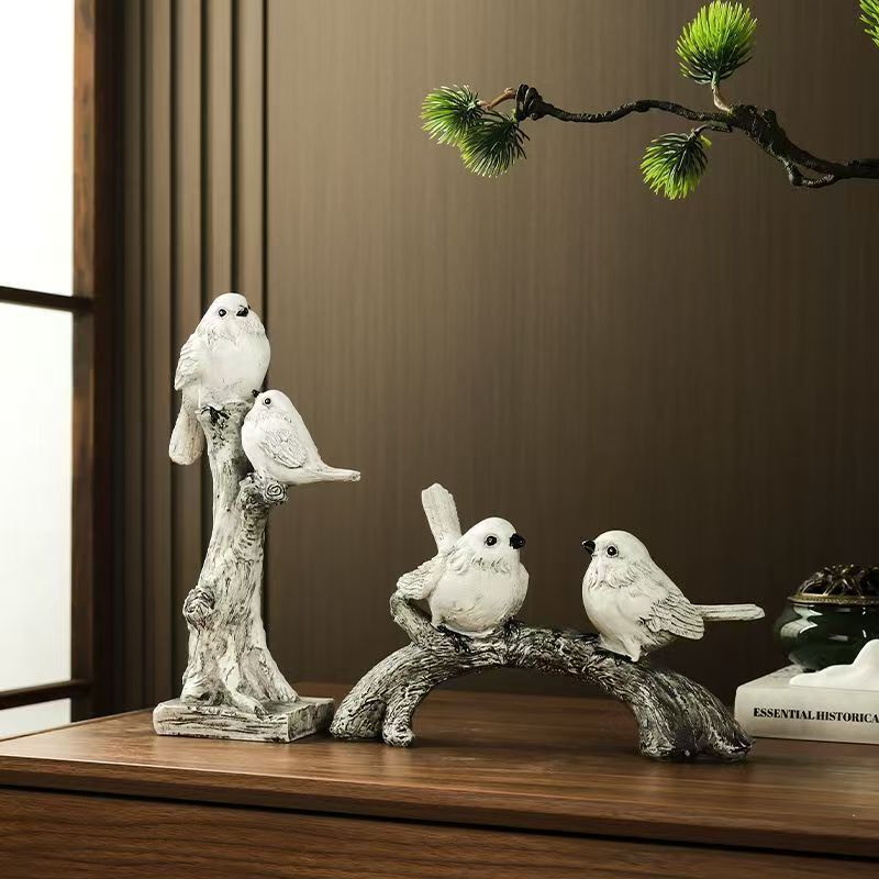 Tượng đôi chim uyên ương xám trang trí nhà cửa
