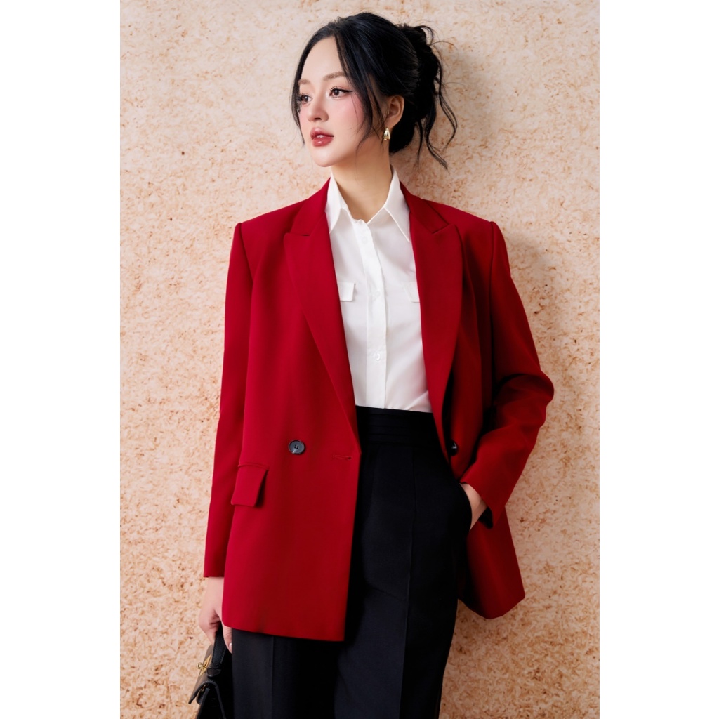 Blazer nữ ELLA DORA thiết 2 cúc dáng suông cổ ve thanh lịch dễ phối đồ phong cách công sở [V24]