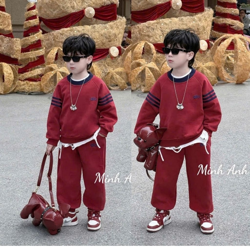 Set đồ cho bé thu đông quần áo dài tay bé trai 15-30kg chất đẹp