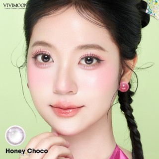 VIVIMOON lens cận 6 tháng Honey Choco, kính áp tròng cho mắt thở màu nâu tự nhiên độ từ 0 đến 8, Dia 14.2mm, Gdia 13.1mm
