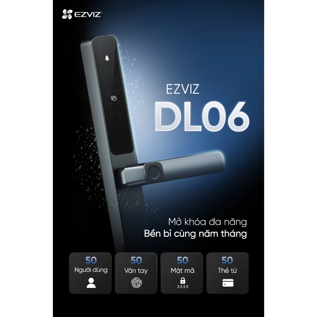 Khóa vân tay EZVIZ DL06 EZVIZ Mở Khóa Vân Tay, Phù Hợp Lắp Cửa Nhôm, Bảo Hành 24 tháng