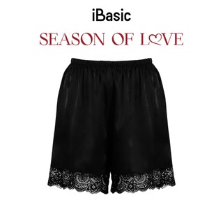 [SEASON OF LOVE] Đồ ngủ Bộ mặc nhà nữ 2 dây lụa satin phối ren iBasic gợi cảm màu đen HOMW058