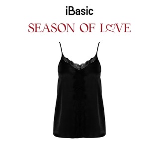 [SEASON OF LOVE] Đồ ngủ Bộ mặc nhà nữ 2 dây lụa satin phối ren iBasic gợi cảm màu đen HOMW058